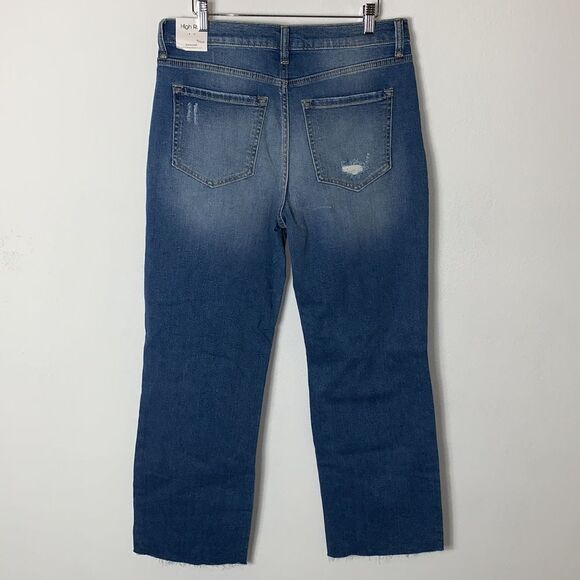 NWT Sneak Peek High Rise Straight Leg Distressed Knee Rips Raw Hem Jeans 11/30 - Picture 6 of 11